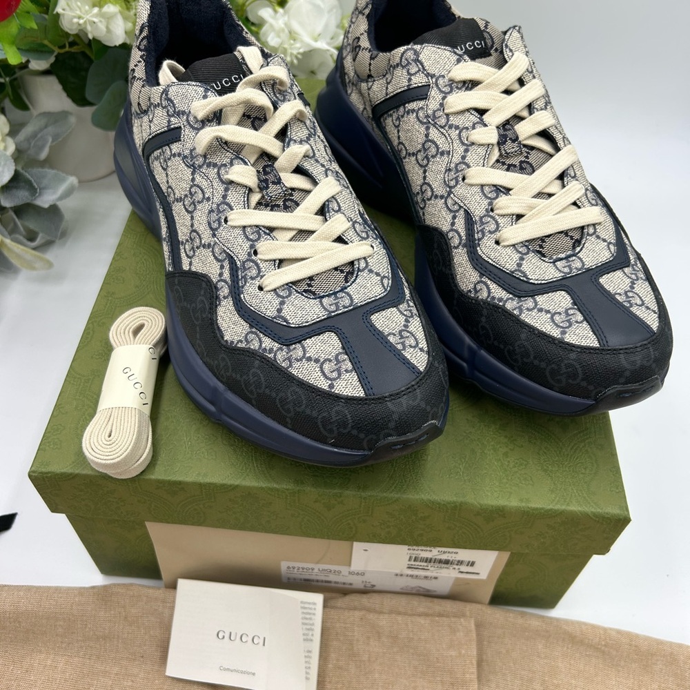 Men's Gucci, GG supreme Rython sneakers size 11.5 made in Italy - Picture 4 of 10